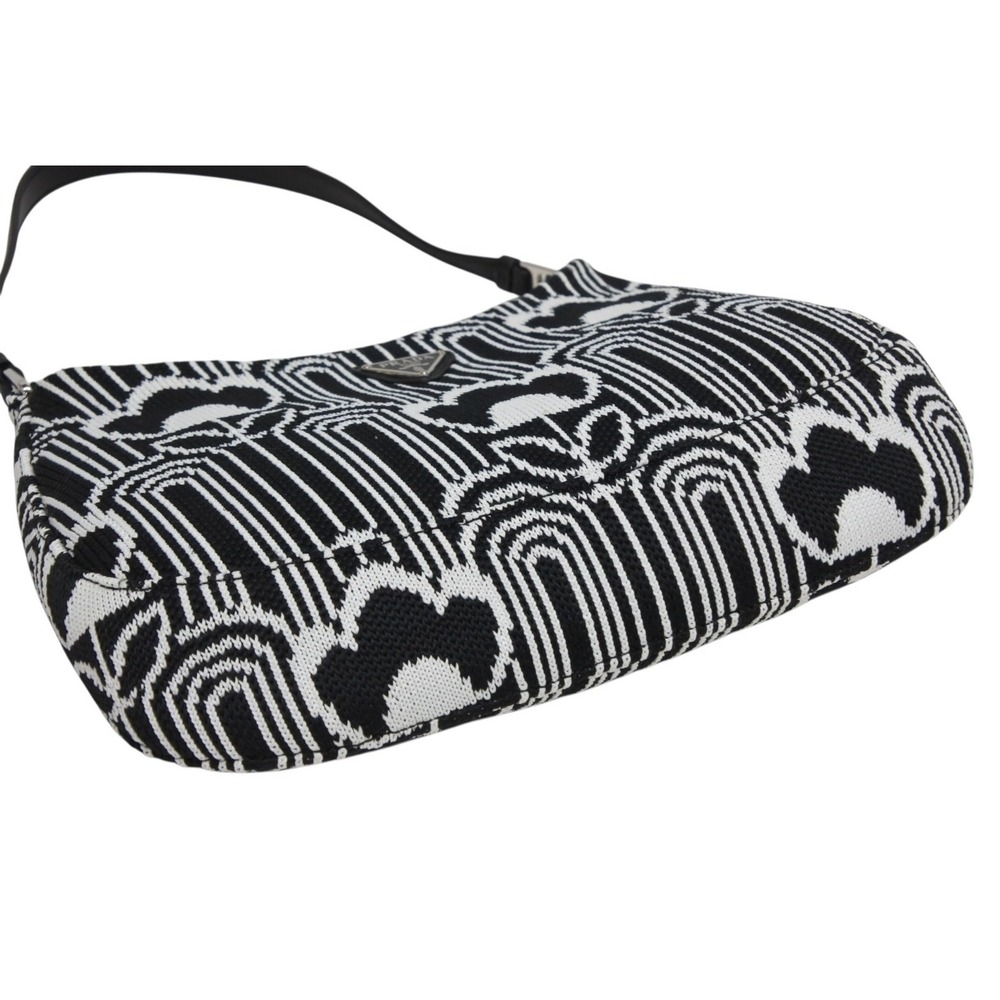 Prada Shoulder bag Cleo One black white knit Hobo jacquard - Picture 7 of 10